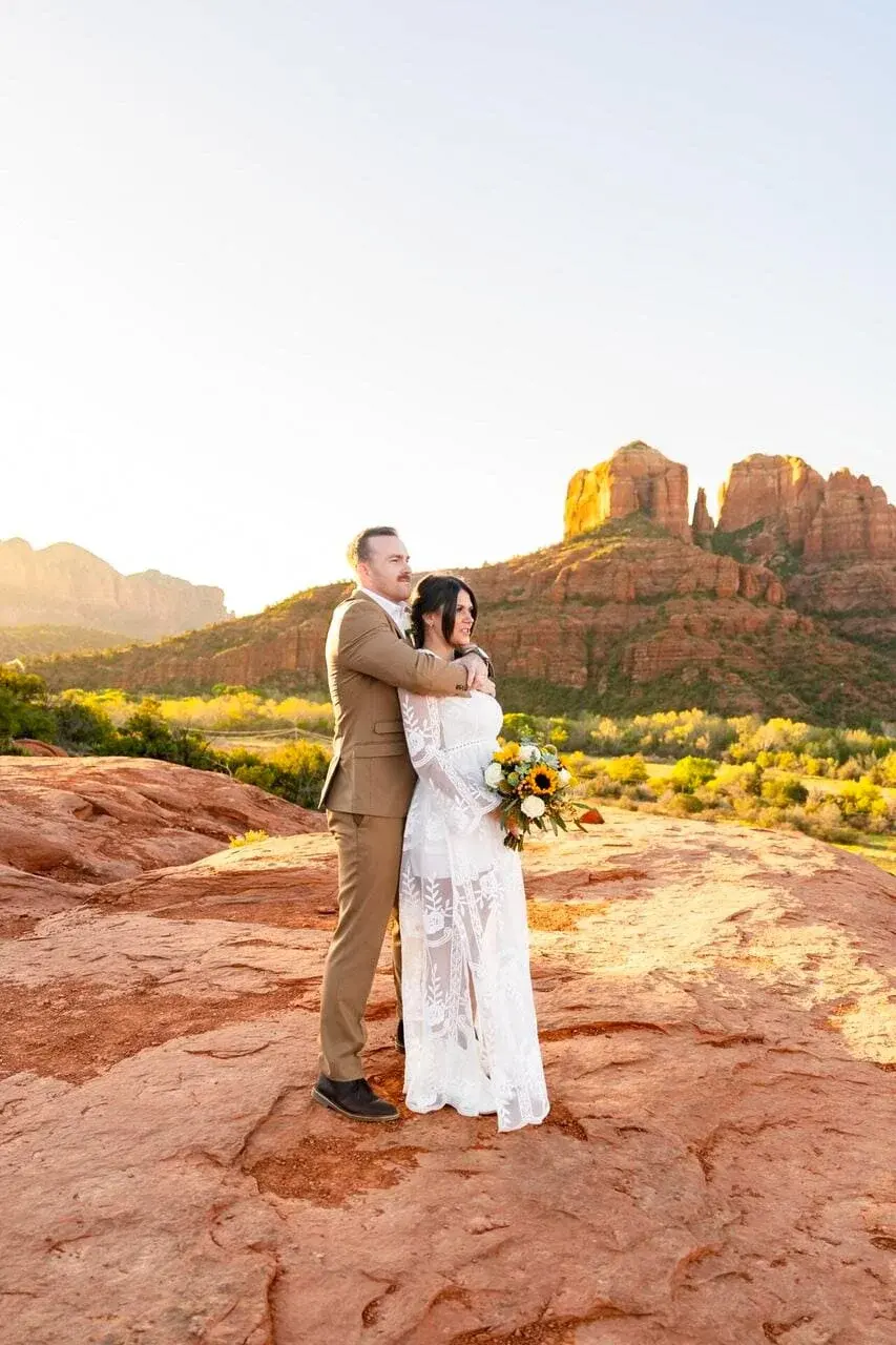 Couple eloping among the red rock formations — Sedona, AZ